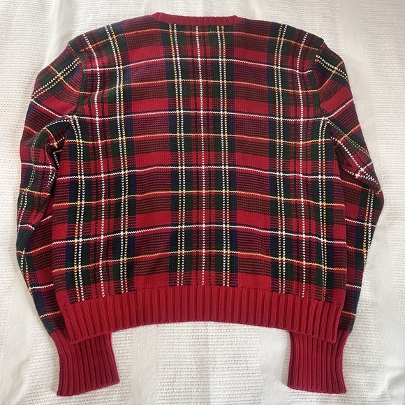 Polo Ralph Lauren Red Tartan Plaid Cotton Crewneck Sweater Men XXL Sport Bear - Picture 6 of 9